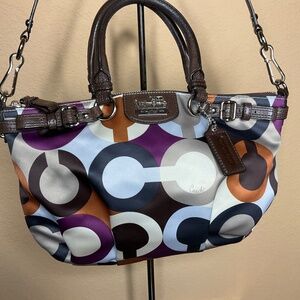 Coach Madison Op Art Sateen Sophia Satchel Handbag Purse